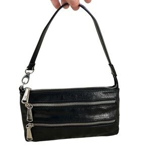 Hobo Small Leather Black Zipper Clutch‎